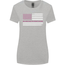 Breast Cancer Awareness USA Flag Womens Wider Cut T-Shirt Sports Grey