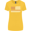 Breast Cancer Awareness USA Flag Womens Wider Cut T-Shirt Yellow