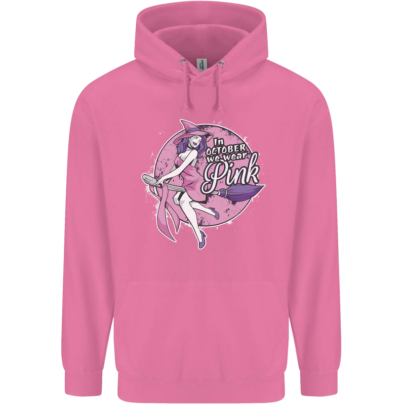 Breast Cancer Awareness Witch Halloween Childrens Kids Hoodie Azalea