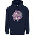 Breast Cancer Awareness Witch Halloween Childrens Kids Hoodie Navy Blue