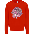 Breast Cancer Awareness Witch Halloween Kids Sweatshirt Jumper Bright Red
