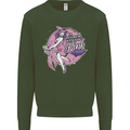 Breast Cancer Awareness Witch Halloween Kids Sweatshirt Jumper Forest Green