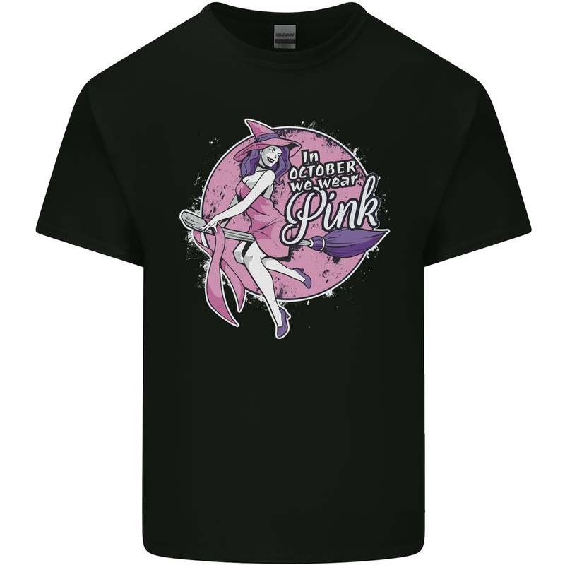 Breast Cancer Awareness Witch Halloween Kids T-Shirt Childrens Black
