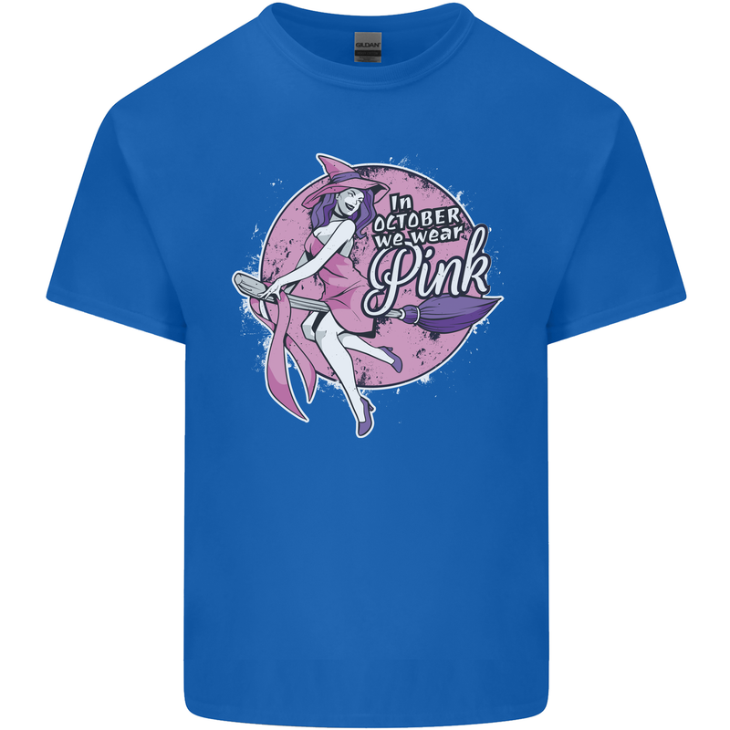 Breast Cancer Awareness Witch Halloween Kids T-Shirt Childrens Royal Blue