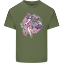 Breast Cancer Awareness Witch Halloween Mens Cotton T-Shirt Tee Top Military Green