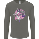 Breast Cancer Awareness Witch Halloween Mens Long Sleeve T-Shirt Charcoal