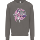 Breast Cancer Awareness Witch Halloween Mens Sweatshirt Jumper Charcoal