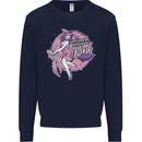 Breast Cancer Awareness Witch Halloween Mens Sweatshirt Jumper Navy Blue