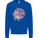 Breast Cancer Awareness Witch Halloween Mens Sweatshirt Jumper Royal Blue