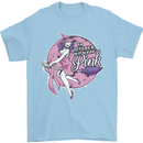 Breast Cancer Awareness Witch Halloween Mens T-Shirt 100% Cotton Light Blue