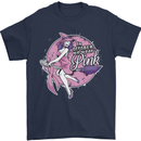 Breast Cancer Awareness Witch Halloween Mens T-Shirt 100% Cotton Navy Blue