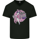 Breast Cancer Awareness Witch Halloween Mens V-Neck Cotton T-Shirt Black