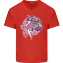 Breast Cancer Awareness Witch Halloween Mens V-Neck Cotton T-Shirt Red