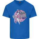 Breast Cancer Awareness Witch Halloween Mens V-Neck Cotton T-Shirt Royal Blue