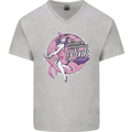 Breast Cancer Awareness Witch Halloween Mens V-Neck Cotton T-Shirt Sports Grey