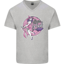 Breast Cancer Awareness Witch Halloween Mens V-Neck Cotton T-Shirt Sports Grey