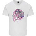 Breast Cancer Awareness Witch Halloween Mens V-Neck Cotton T-Shirt White