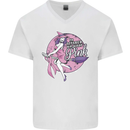 Breast Cancer Awareness Witch Halloween Mens V-Neck Cotton T-Shirt White