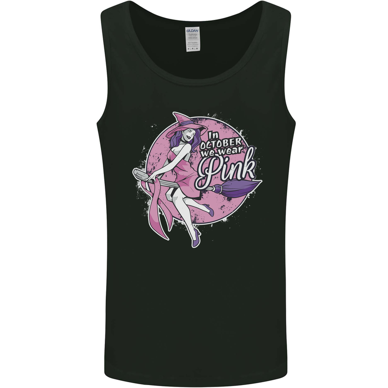 Breast Cancer Awareness Witch Halloween Mens Vest Tank Top Black