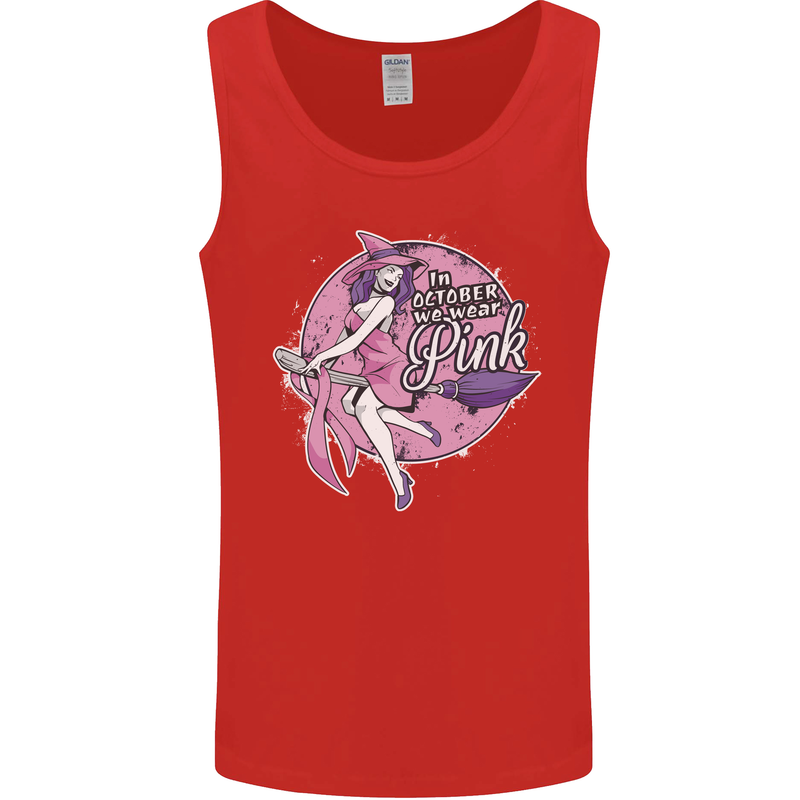 Breast Cancer Awareness Witch Halloween Mens Vest Tank Top Red