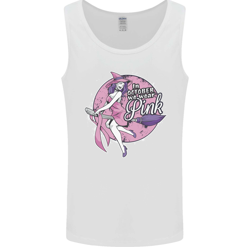 Breast Cancer Awareness Witch Halloween Mens Vest Tank Top White