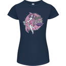 Breast Cancer Awareness Witch Halloween Womens Petite Cut T-Shirt Navy Blue
