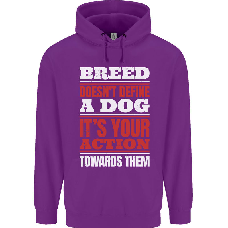 Breed Doesn't Define a Dog Actions Do Mens 80% Cotton Hoodie Purple