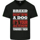 Breed Doesn't Define a Dog Actions Do Mens V-Neck Cotton T-Shirt Black