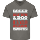 Breed Doesn't Define a Dog Actions Do Mens V-Neck Cotton T-Shirt Charcoal
