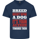 Breed Doesn't Define a Dog Actions Do Mens V-Neck Cotton T-Shirt Navy Blue