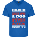 Breed Doesn't Define a Dog Actions Do Mens V-Neck Cotton T-Shirt Royal Blue