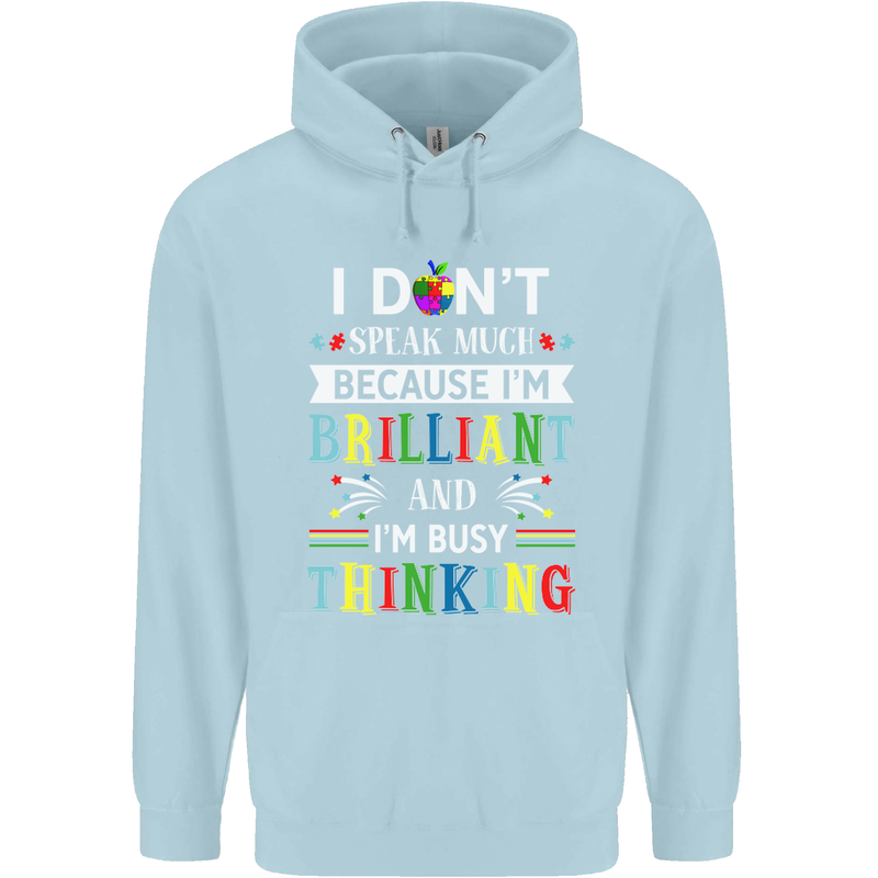 Brilliant & Busy Thinking Autism Autistic Childrens Kids Hoodie Light Blue