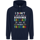 Brilliant & Busy Thinking Autism Autistic Childrens Kids Hoodie Navy Blue