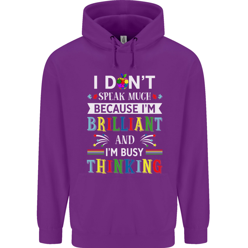Brilliant & Busy Thinking Autism Autistic Childrens Kids Hoodie Purple