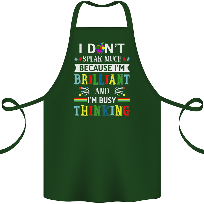 Brilliant & Busy Thinking Autism Autistic Cotton Apron 100% Organic Forest Green