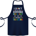 Brilliant & Busy Thinking Autism Autistic Cotton Apron 100% Organic Navy Blue
