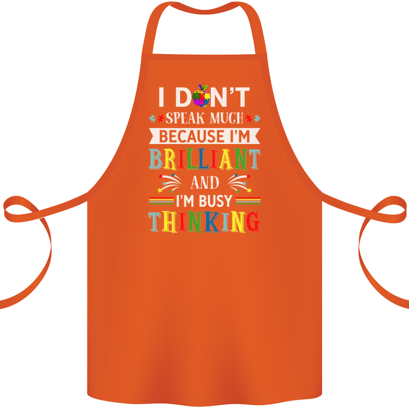 Brilliant & Busy Thinking Autism Autistic Cotton Apron 100% Organic Orange