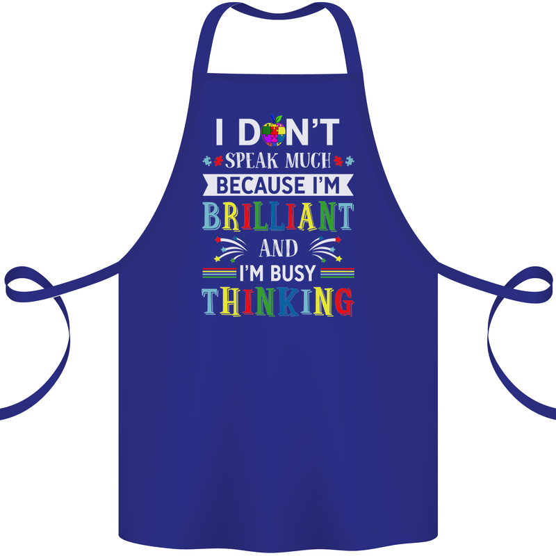 Brilliant & Busy Thinking Autism Autistic Cotton Apron 100% Organic Royal Blue