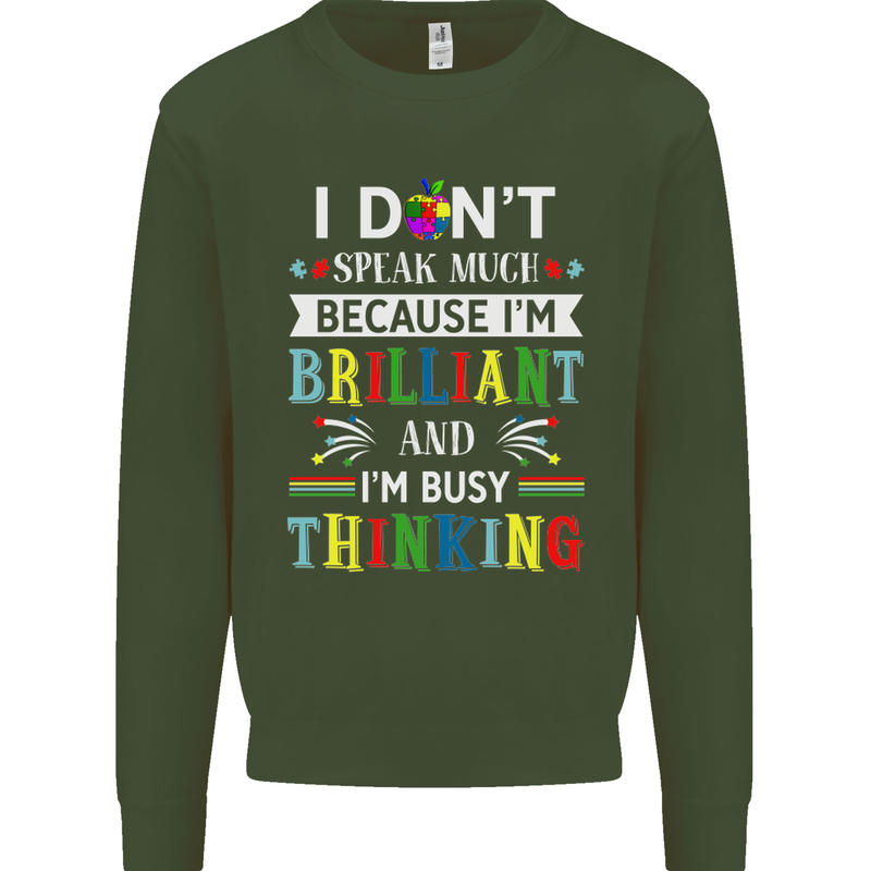 Brilliant & Busy Thinking Autism Autistic Kids Sweatshirt Jumper Forest Green