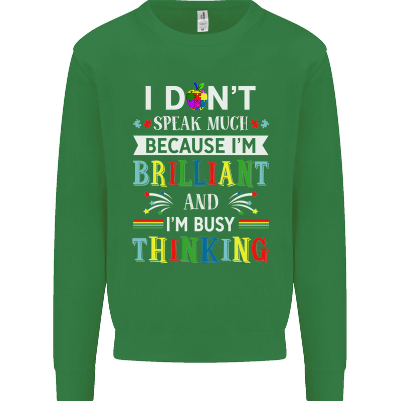 Brilliant & Busy Thinking Autism Autistic Kids Sweatshirt Jumper Irish Green