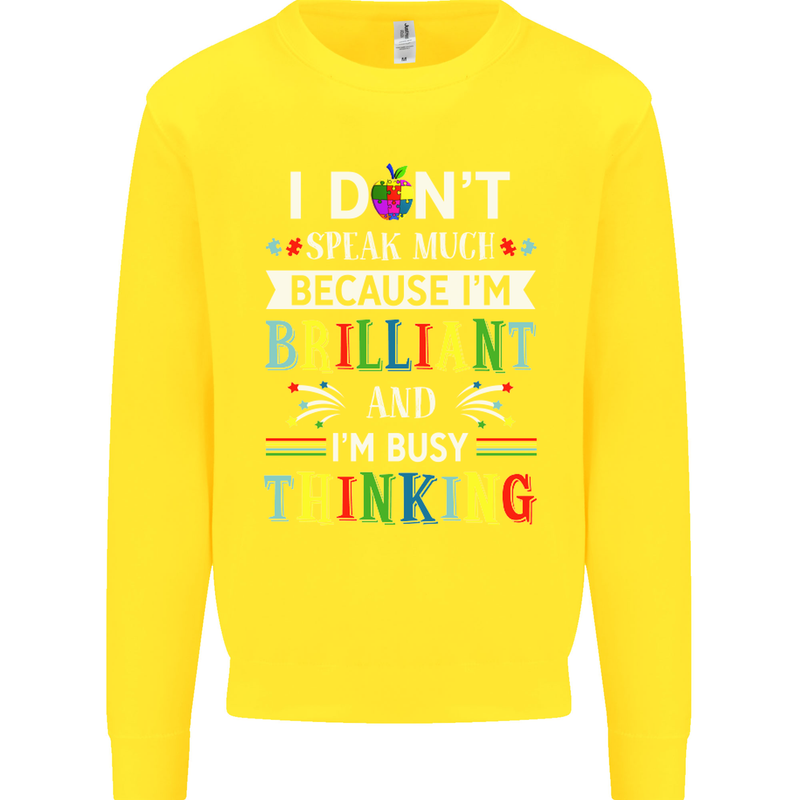 Brilliant & Busy Thinking Autism Autistic Kids Sweatshirt Jumper Yellow