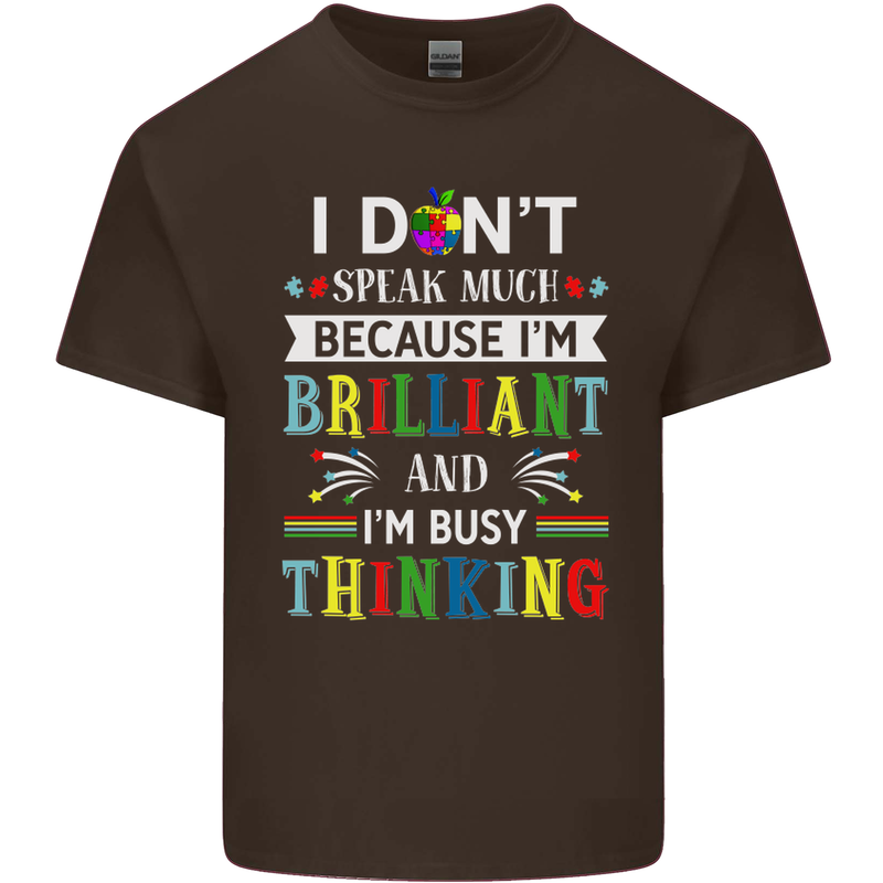 Brilliant & Busy Thinking Autism Autistic Kids T-Shirt Childrens Chocolate