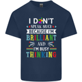 Brilliant & Busy Thinking Autism Autistic Kids T-Shirt Childrens Navy Blue