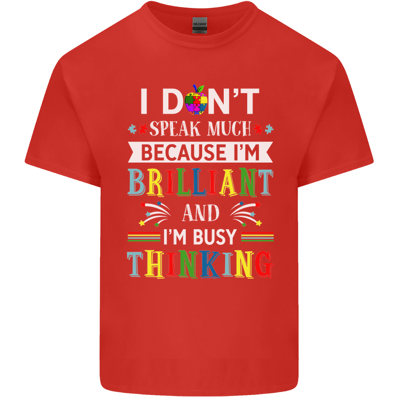 Brilliant & Busy Thinking Autism Autistic Kids T-Shirt Childrens Red
