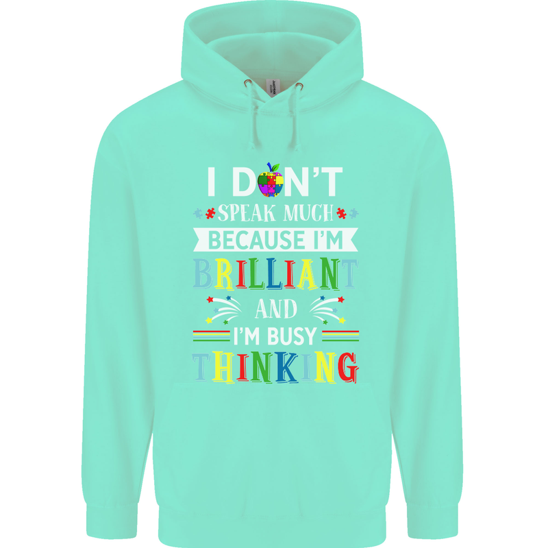 Brilliant & Busy Thinking Autism Autistic Mens 80% Cotton Hoodie Peppermint