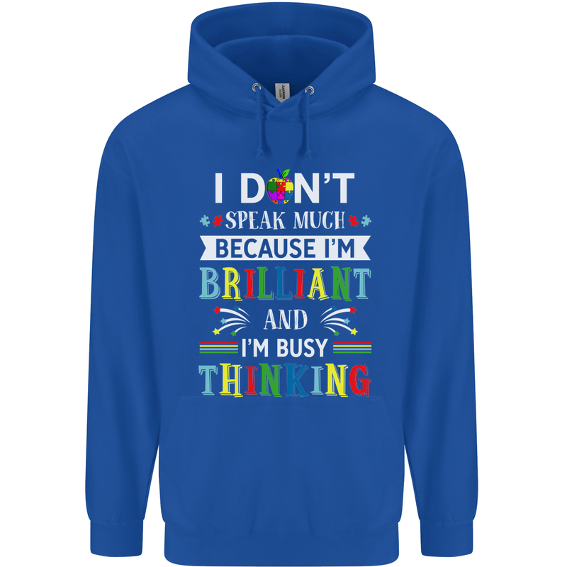 Brilliant & Busy Thinking Autism Autistic Mens 80% Cotton Hoodie Royal Blue