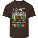 Brilliant & Busy Thinking Autism Autistic Mens Cotton T-Shirt Tee Top Dark Chocolate