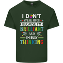 Brilliant & Busy Thinking Autism Autistic Mens Cotton T-Shirt Tee Top Forest Green