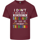 Brilliant & Busy Thinking Autism Autistic Mens Cotton T-Shirt Tee Top Maroon