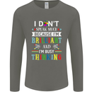 Brilliant & Busy Thinking Autism Autistic Mens Long Sleeve T-Shirt Charcoal